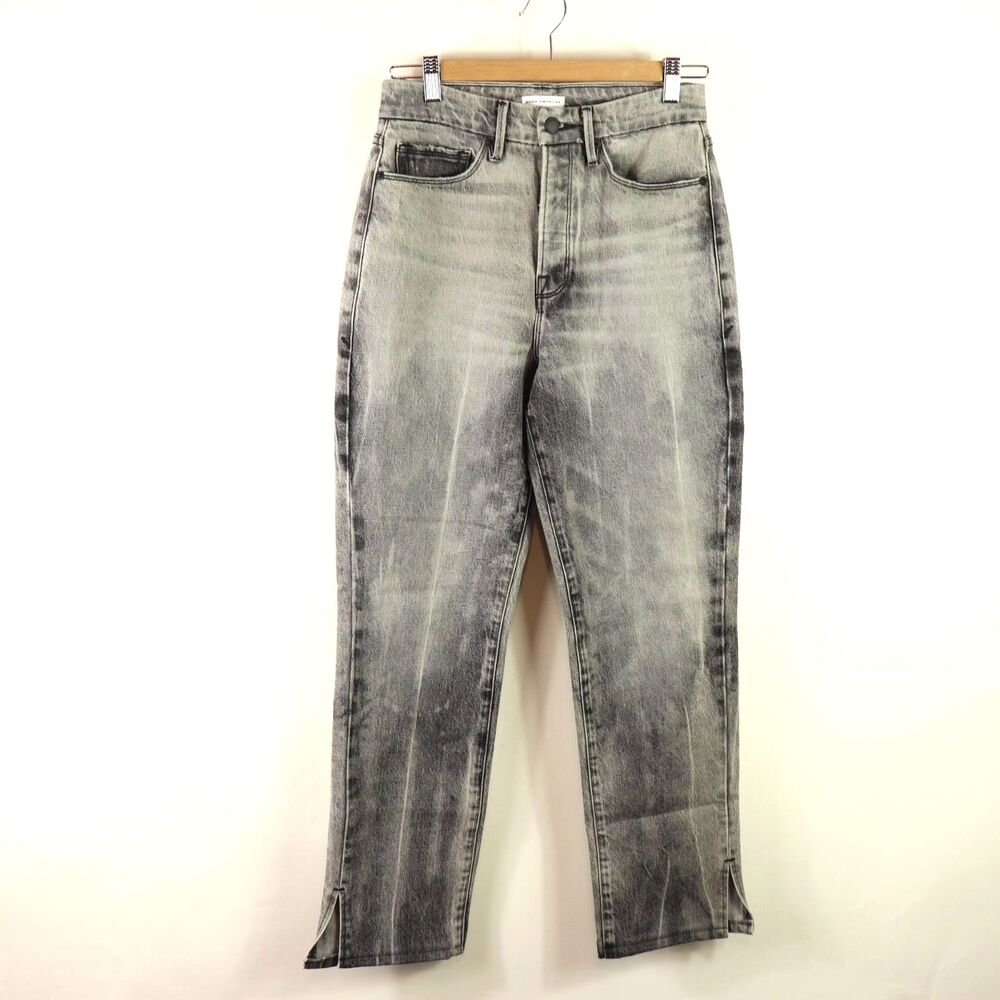 Good American Women High Rise Split Hem Grey Black Wash Jeans 4 / 27